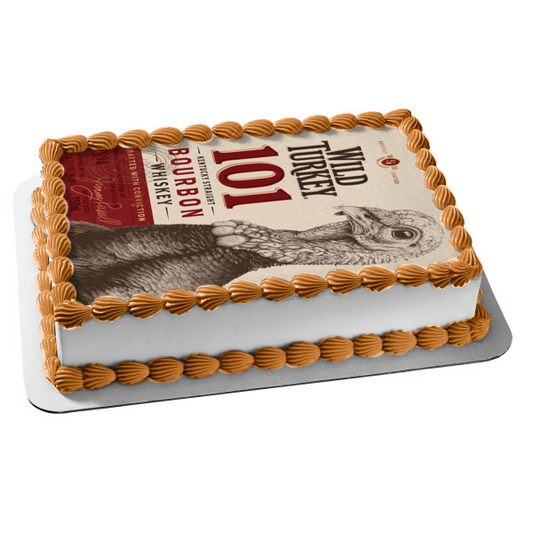 Wild Turkey 101 Bourbon Whiskey Label Edible Cake Topper Image ABPID56159