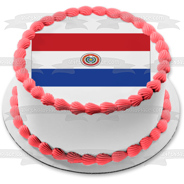 Flag of Paraguay Red White Blue Triband Edible Cake Topper Image ABPID13102
