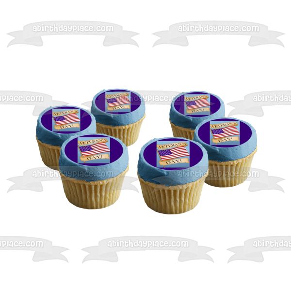 Veteran's Day the American Flag Edible Cake Topper Image ABPID13104