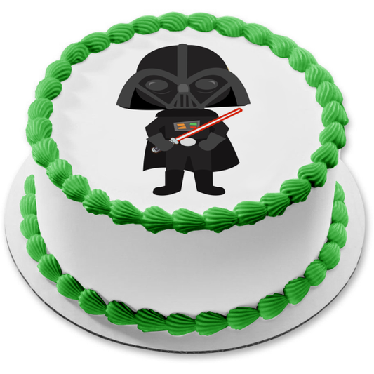 Star Wars Cartoon Darth Vader Lightsaber Edible Cake Topper Image ABPID12710