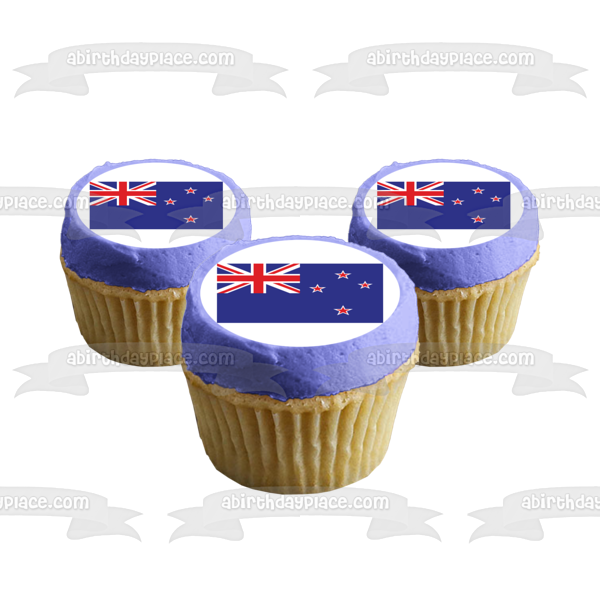 Flag of New Zealand Ensign Blue Background Red Stars Edible Cake Topper Image ABPID13115