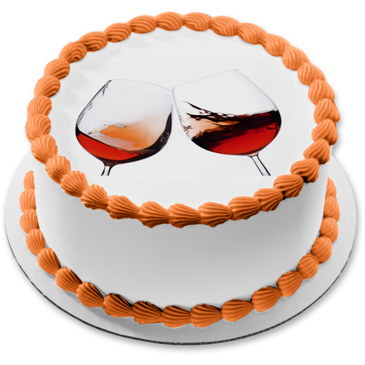Red Wine In Glasses Cheers Edible Cake Topper Image ABPID56075