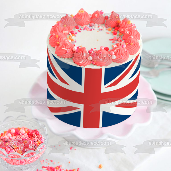 National Flag of the United Kingdom Union Jack Red White Blue Edible Cake Topper Image ABPID13136
