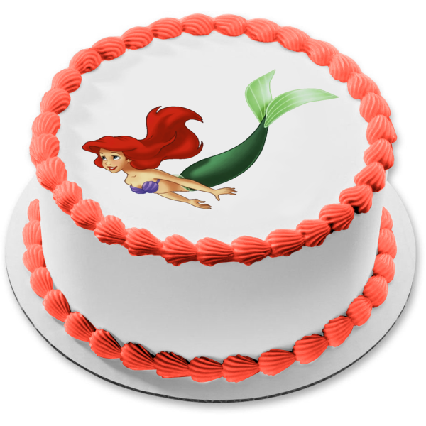 Disney the Little Mermaid Ariel Swimming Edible Cake Topper Image ABPID12771