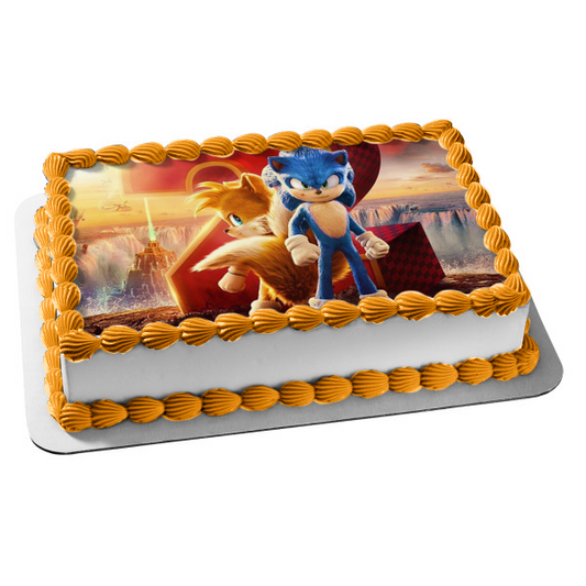 Sonic the Hedgehog 2 Tails and Sonic Edible Cake Topper Image ABPID56249