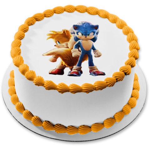 Sonic the Hedgehog Movie Tails and Sonic Edible Cake Topper Image ABPID56244