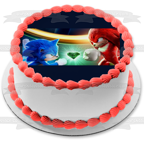 Sonic the Hedgehog 2 Knuckles Gold Rings Edible Cake Topper Image ABPID56254