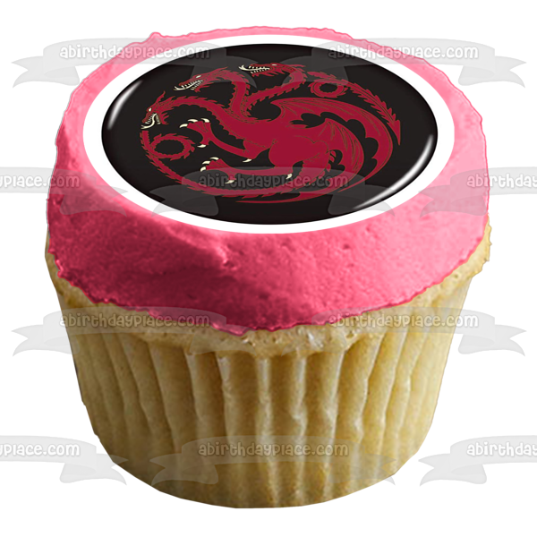 Game of Thrones House Targaryen Emblem Black Background Edible Cake Topper Image ABPID27217