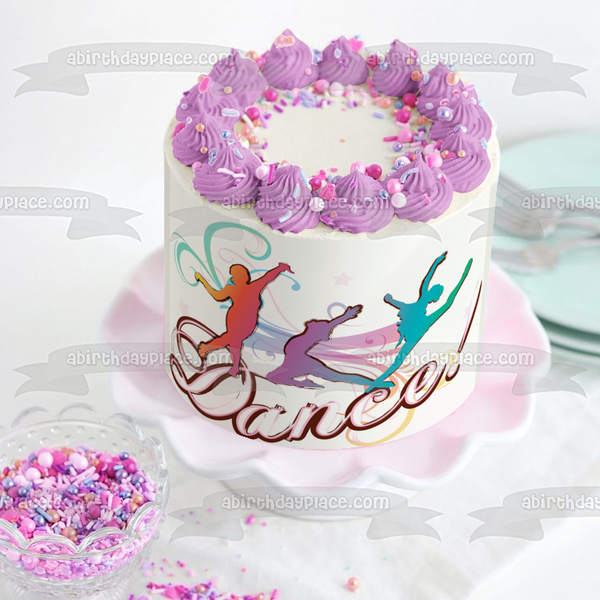 Dance Pink Purple Blue Dancers Edible Cake Topper Image ABPID13193