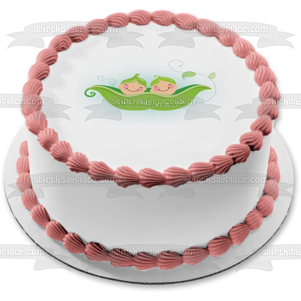Two Peas In a Pod Pea Pod Babies Edible Cake Topper Image ABPID13317