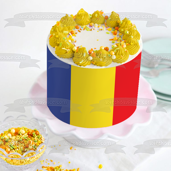 Flag of the Republic of Chad Blue Gold Red Edible Cake Topper Image ABPID13201
