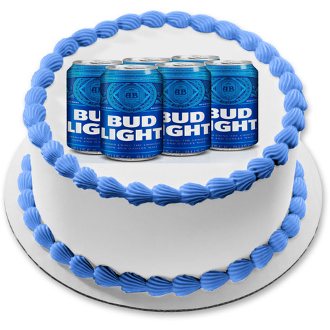 Bud Light 6 Pack of Cans Edible Cake Topper Image ABPID56184