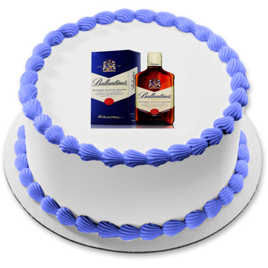 Ballantine's Finest Blended Scotch Whiskey Bottle and Box Edible Cake Topper Image ABPID56098