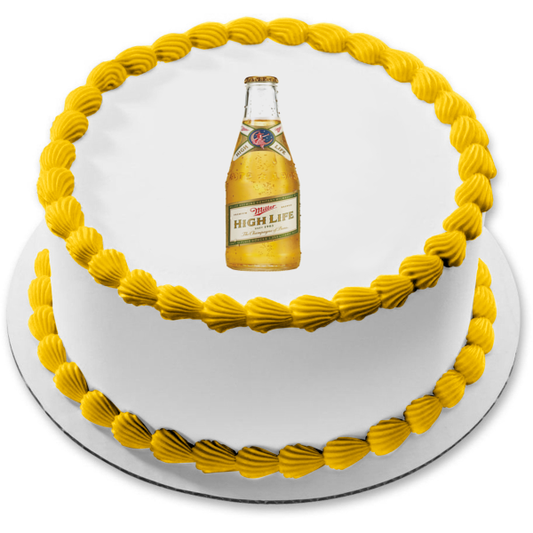 Miller High Life Beer Bottle Edible Cake Topper Image ABPID56189