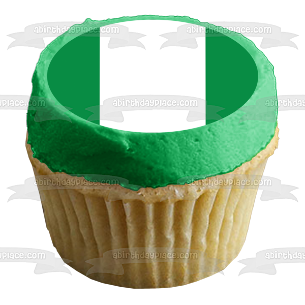 Flag of Nigeria White Green Stripes Edible Cake Topper Image ABPID13334