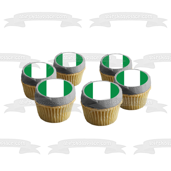 Flag of Nigeria White Green Stripes Edible Cake Topper Image ABPID13334