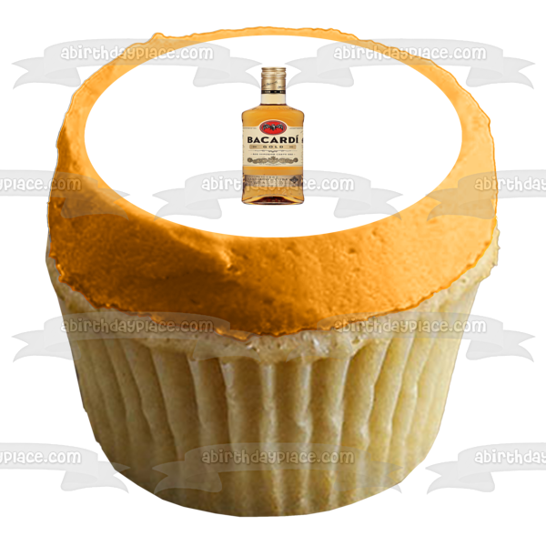 Bacardi Gold Rum Bottle Edible Cake Topper Image ABPID56105
