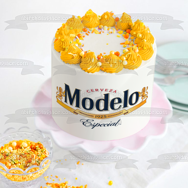 Modelo Mexican Beer Logo Edible Cake Topper Image ABPID56192