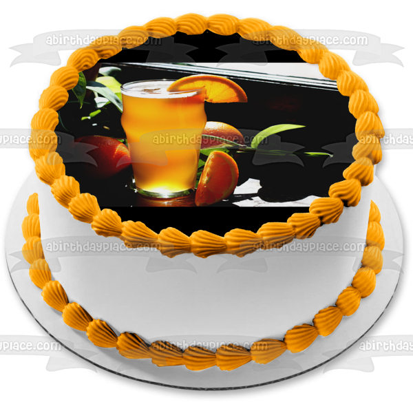 Mixed Drink with Orange Slices Edible Cake Topper Image ABPID56195