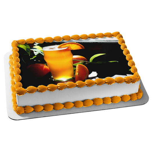 Mixed Drink with Orange Slices Edible Cake Topper Image ABPID56195