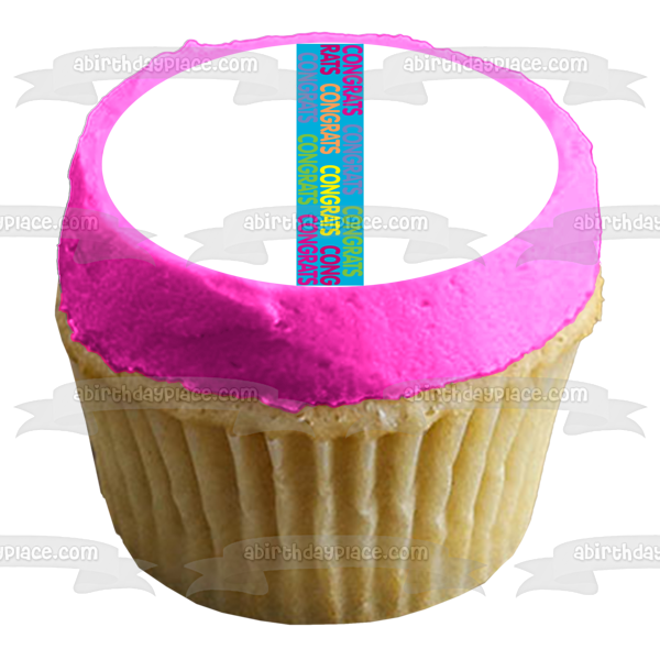 Congratulations Purple Congrats Blue Background Edible Cake Topper Image ABPID13220