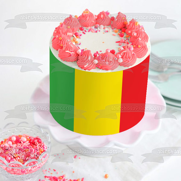 Flag of Mali Green Yellow Red Stripes Edible Cake Topper Image ABPID13346