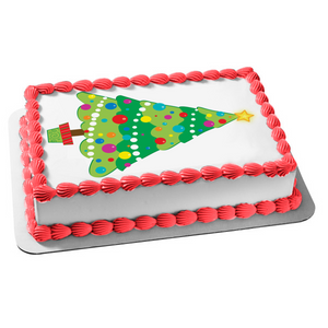 Merry Christmas Christmas Tree Decorations Star Edible Cake Topper Image ABPID13222