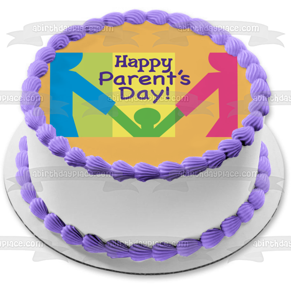 Happy Parents Day Mom Dad Child Edible Cake Topper Image ABPID13224