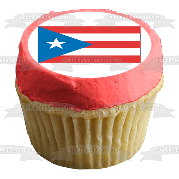 The Flag of Puerto Rico Red White Blue Star Edible Cake Topper Image ABPID13358
