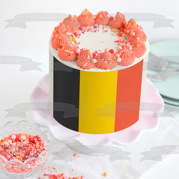 Flag of Belgium Black Yellow Red Vertical Stripes Edible Cake Topper Image ABPID13238