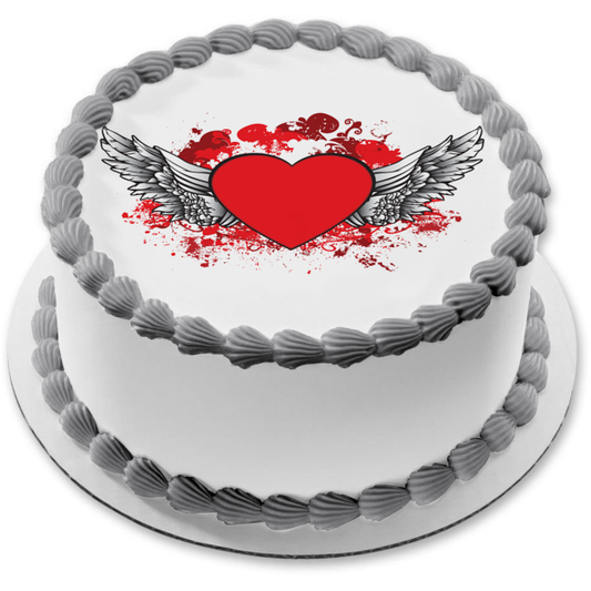 Heart Wings Tattoo Love Ascension Edible Cake Topper Image ABPID13260