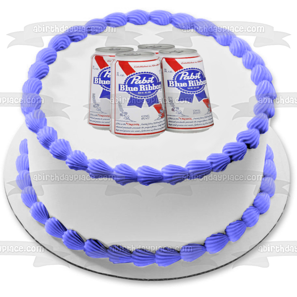Pabst Blue Ribbon Beer Cans Edible Cake Topper Image ABPID56200