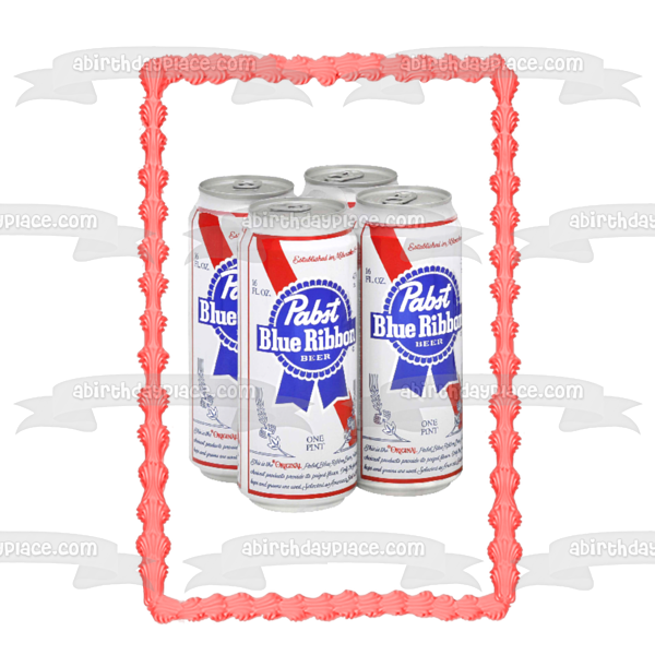 Pabst Blue Ribbon Beer Cans Edible Cake Topper Image ABPID56200