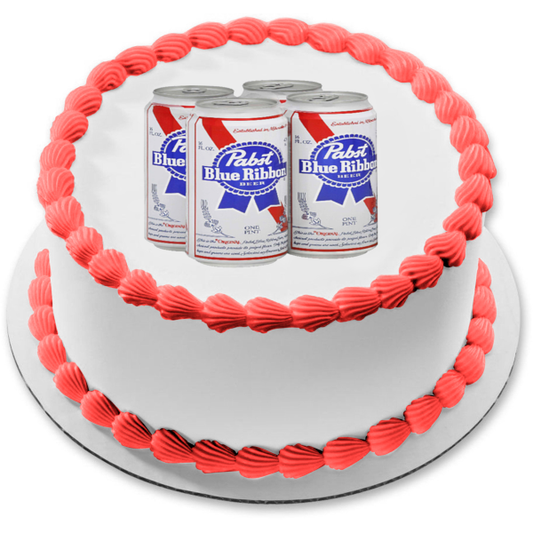 Pabst Blue Ribbon Beer Cans Edible Cake Topper Image ABPID56200