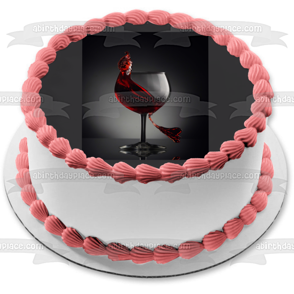 Glass of Red Wine Edible Cake Topper Image ABPID56120