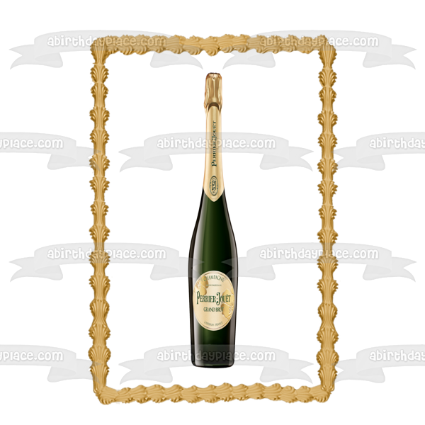 Perrier Jouet Champagne Bottle Edible Cake Topper Image ABPID56129