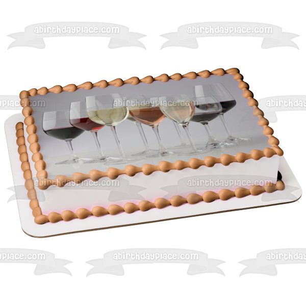 Red and White Wine In Glasses Edible Cake Topper Image ABPID56212