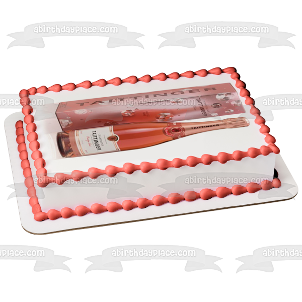 Taittinger Pink Champagne Bottle and Box Edible Cake Topper Image ABPID56131