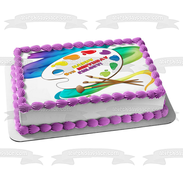 Artist Paint Palette Paintbrushes Colorful Paint Stroked Background Ed