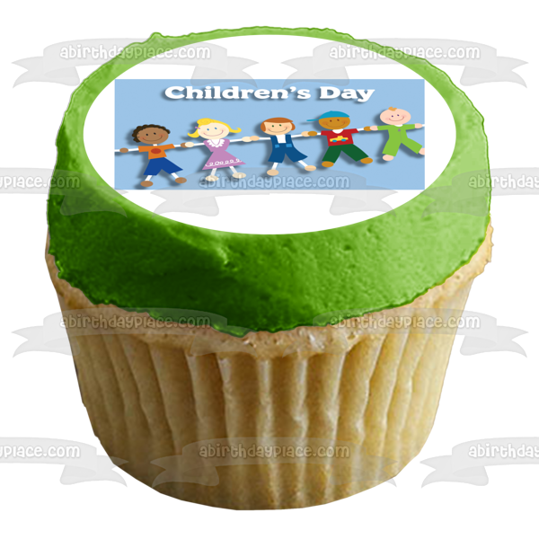 Children's Day Five Kids Holding Hands Edible Cake Topper Image ABPID13399