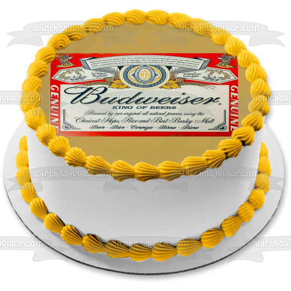 Budweiser King of Beers Label Edible Cake Topper Image ABPID56218