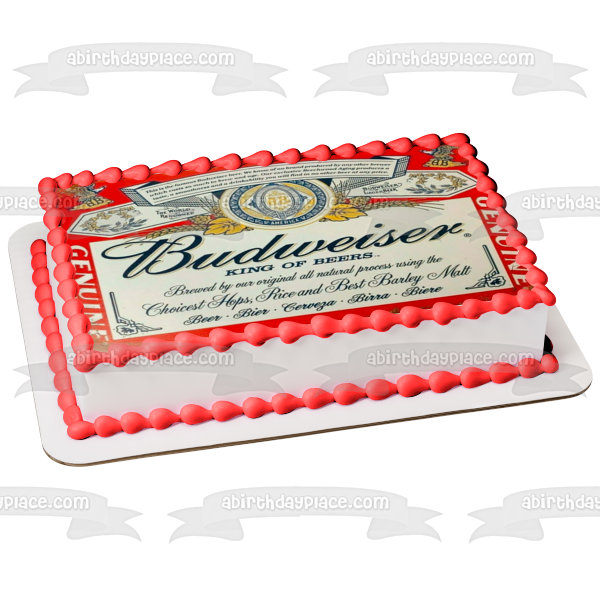 Budweiser King of Beers Label Edible Cake Topper Image ABPID56218