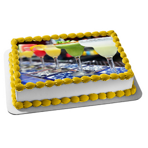 Assorted Margaritas with Lemon and Lime Peels Edible Cake Topper Image ABPID56231