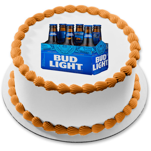 Bud Light 6 Pack of Bottles Edible Cake Topper Image ABPID56223