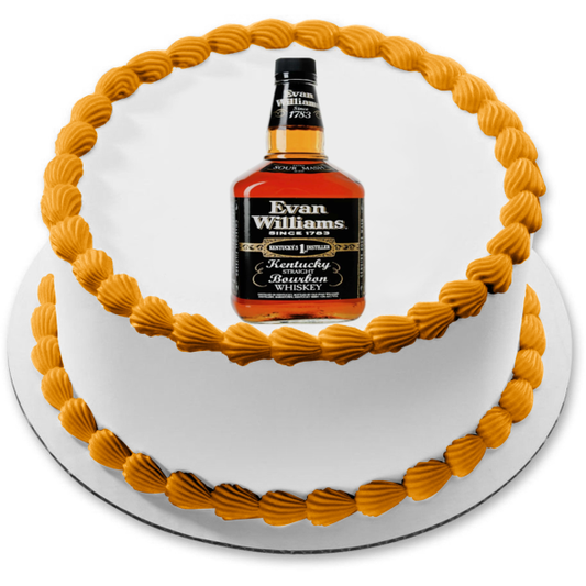 Evan Williams Bourbon Whiskey Bottle Edible Cake Topper Image ABPID56226