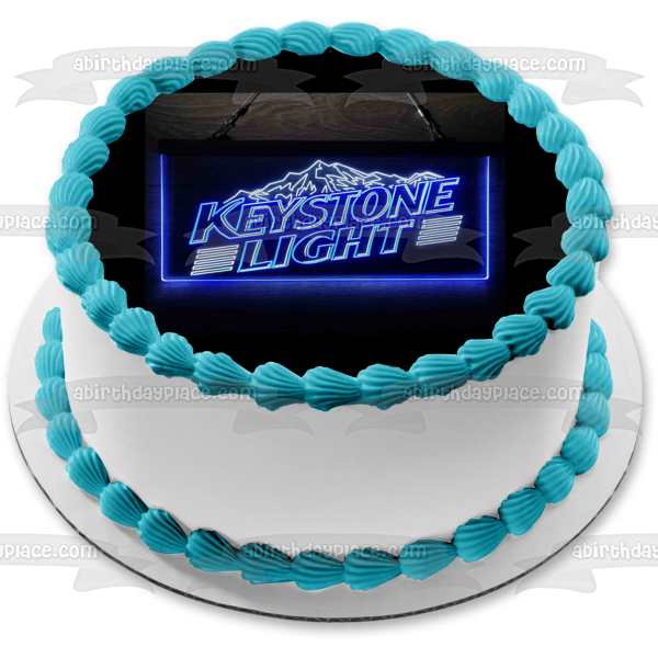 Keystone Light Neon Bar Sign Edible Cake Topper Image ABPID56228