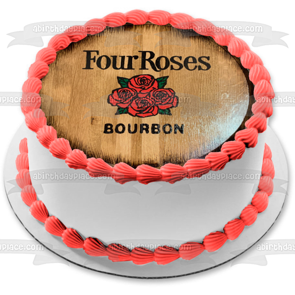 Four Roses Bourbon Logo on Wood Edible Cake Topper Image ABPID56239