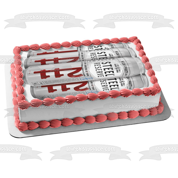 Steel Reserve 211 Beer Cans Edible Cake Topper Image ABPID56229