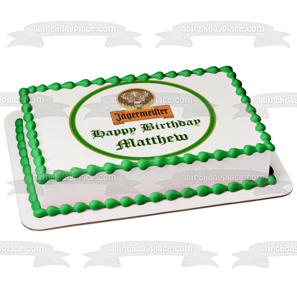 Jägermeister Logo Happy Birthday Your Personalized Name Edible Cake Topper Image ABPID56240