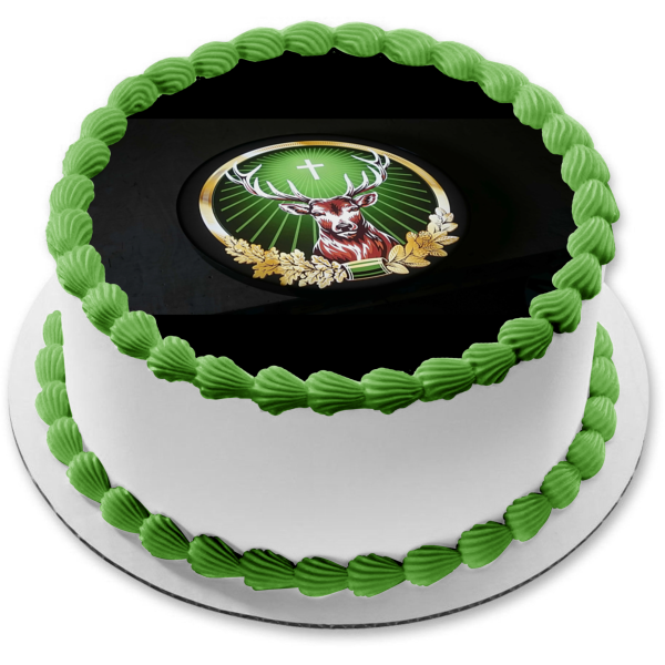 Jägermeister Logo Black Background Edible Cake Topper Image ABPID56230